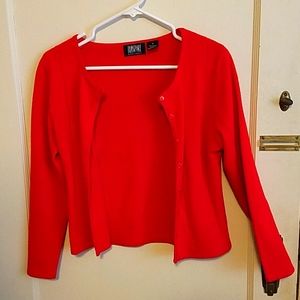 Candy red button down knit cardigan